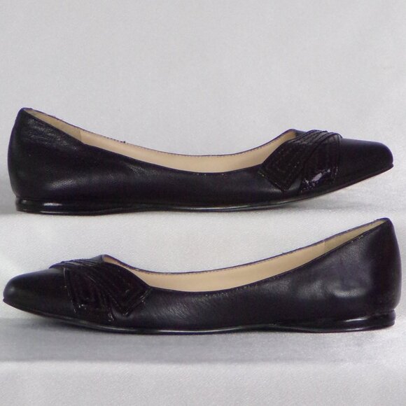 NINE WEST size 6M NW7SPLENDOR black point-toe ballet flats leather uppers - Picture 1 of 16